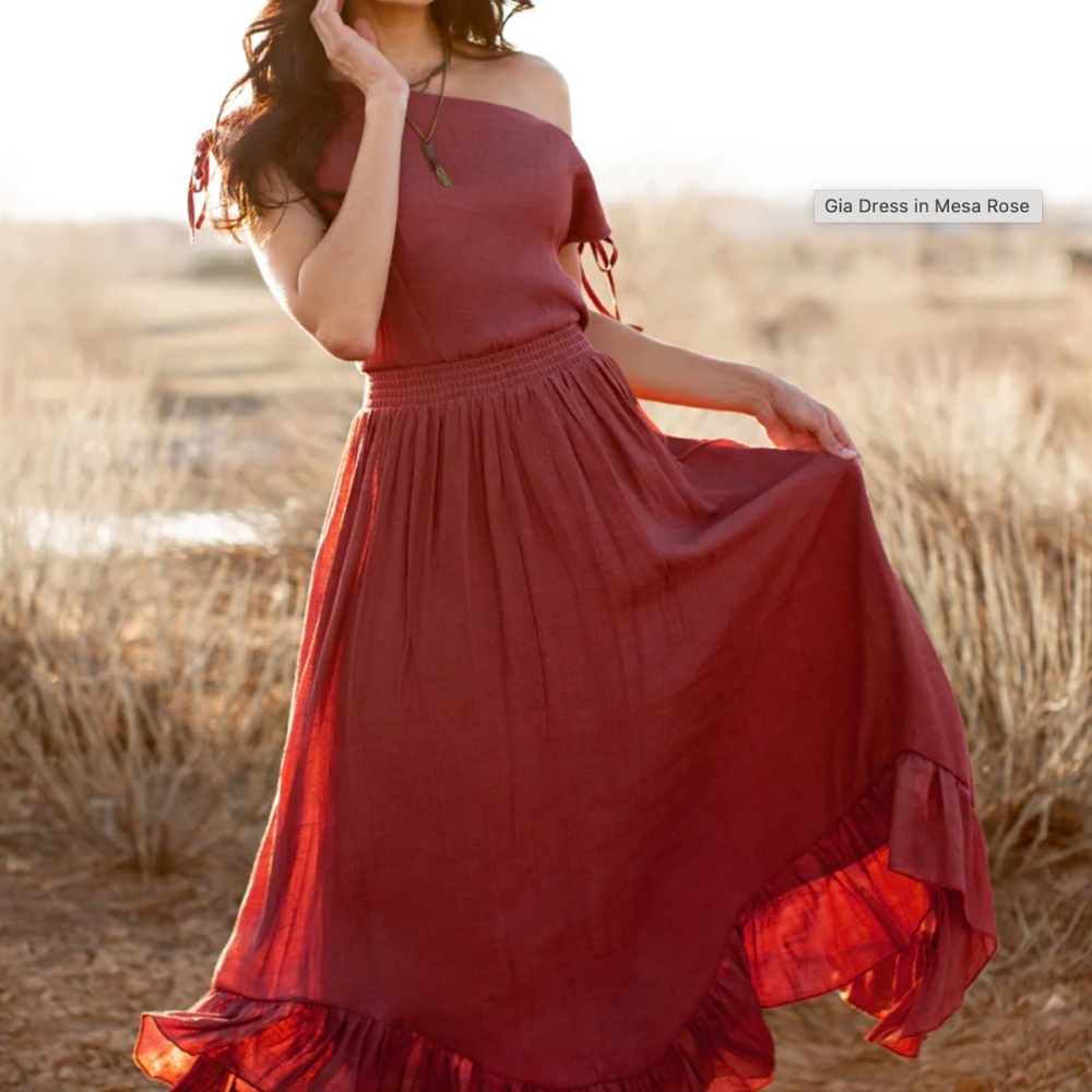 Joyfolie Mesa Rose Off-Shoulder Maxi Dress - Mesa Rose